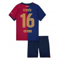 Echipament fotbal Barcelona Fermin Lopez #16 Tricou Acasa 2024-25 pentru copii maneca scurta (+ Pantaloni scurti)